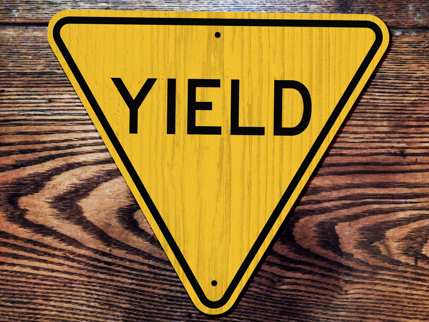 Vintage Wooden Yellow Yield Sign Replica. Two Styles, Various Sizes.