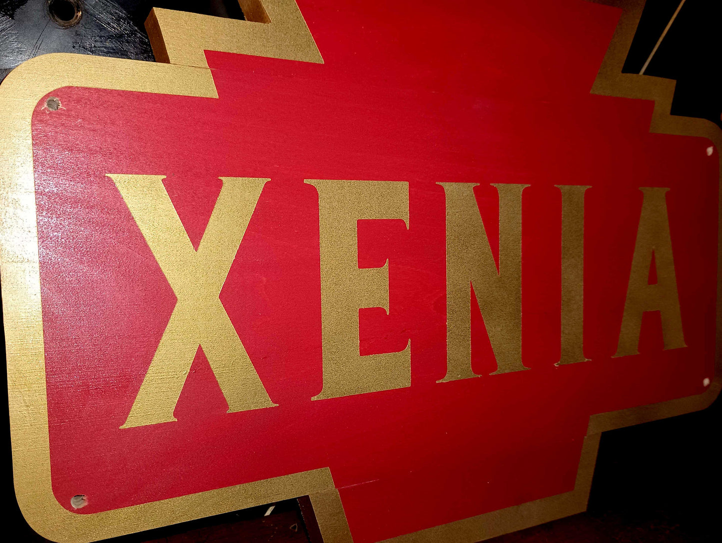 Pennsylvania Railroad Wood Keystone Station Sign 1/2 Scale. Customizable Condensed Lettering