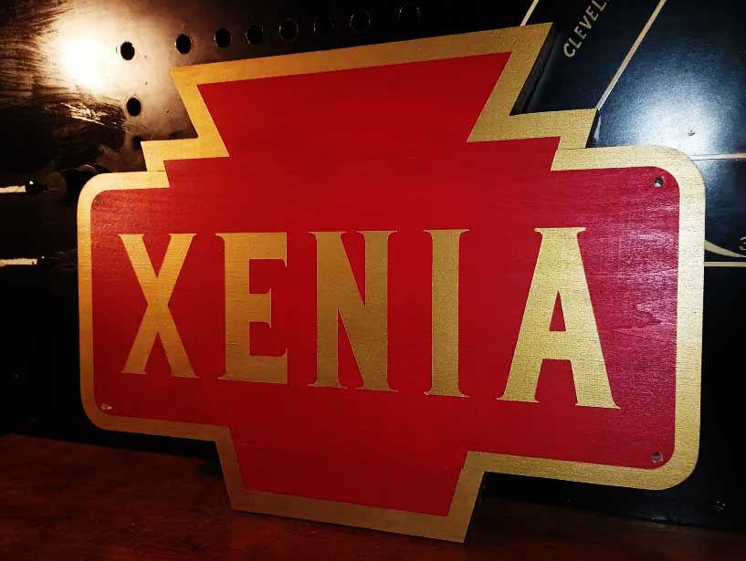 Pennsylvania Railroad Wood Keystone Station Sign 1/2 Scale. Customizable Condensed Lettering