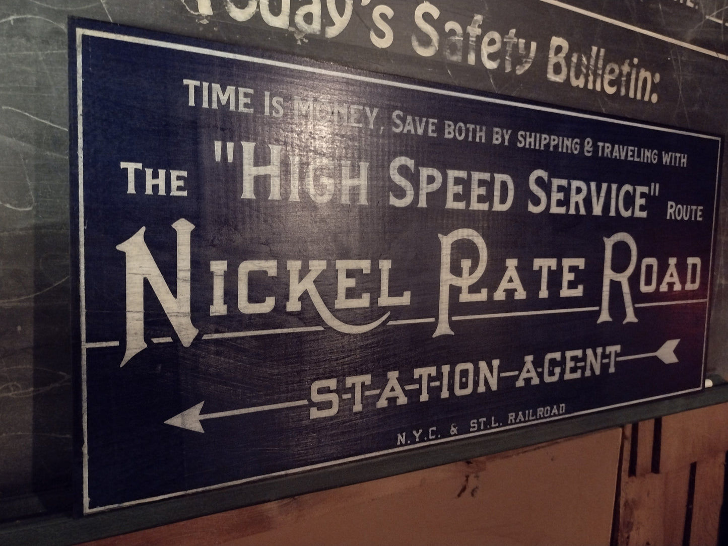 Nickel Plate Road Station Agent Sign Hand painted on Hardwood