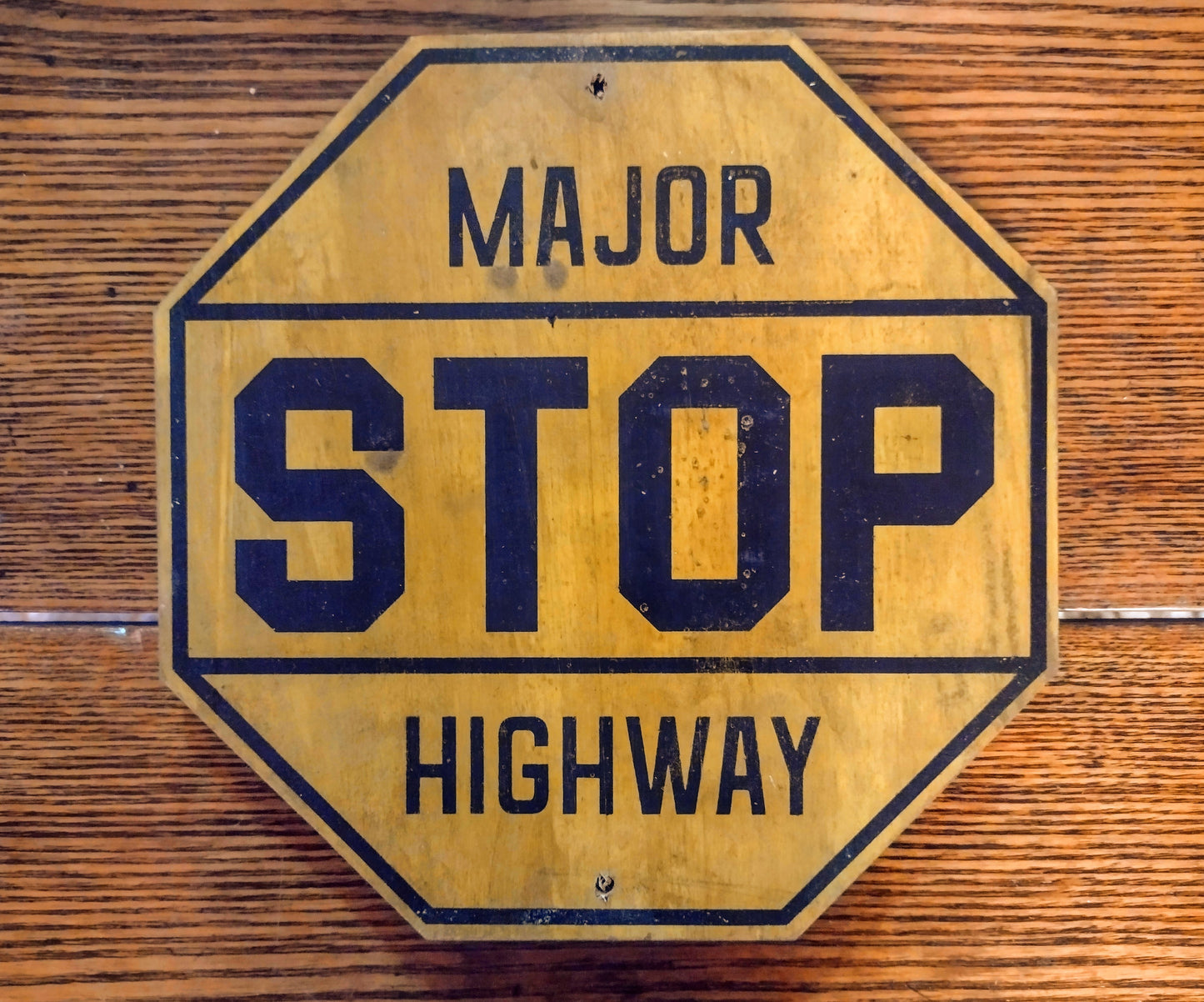 Vintage Wooden Yellow Stop Sign Replica. Customizable Wording and Sizes.