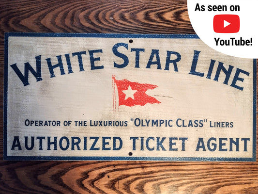 White Star Line Authorized ticket Agent Sign Hand painted Replica on Hardwood