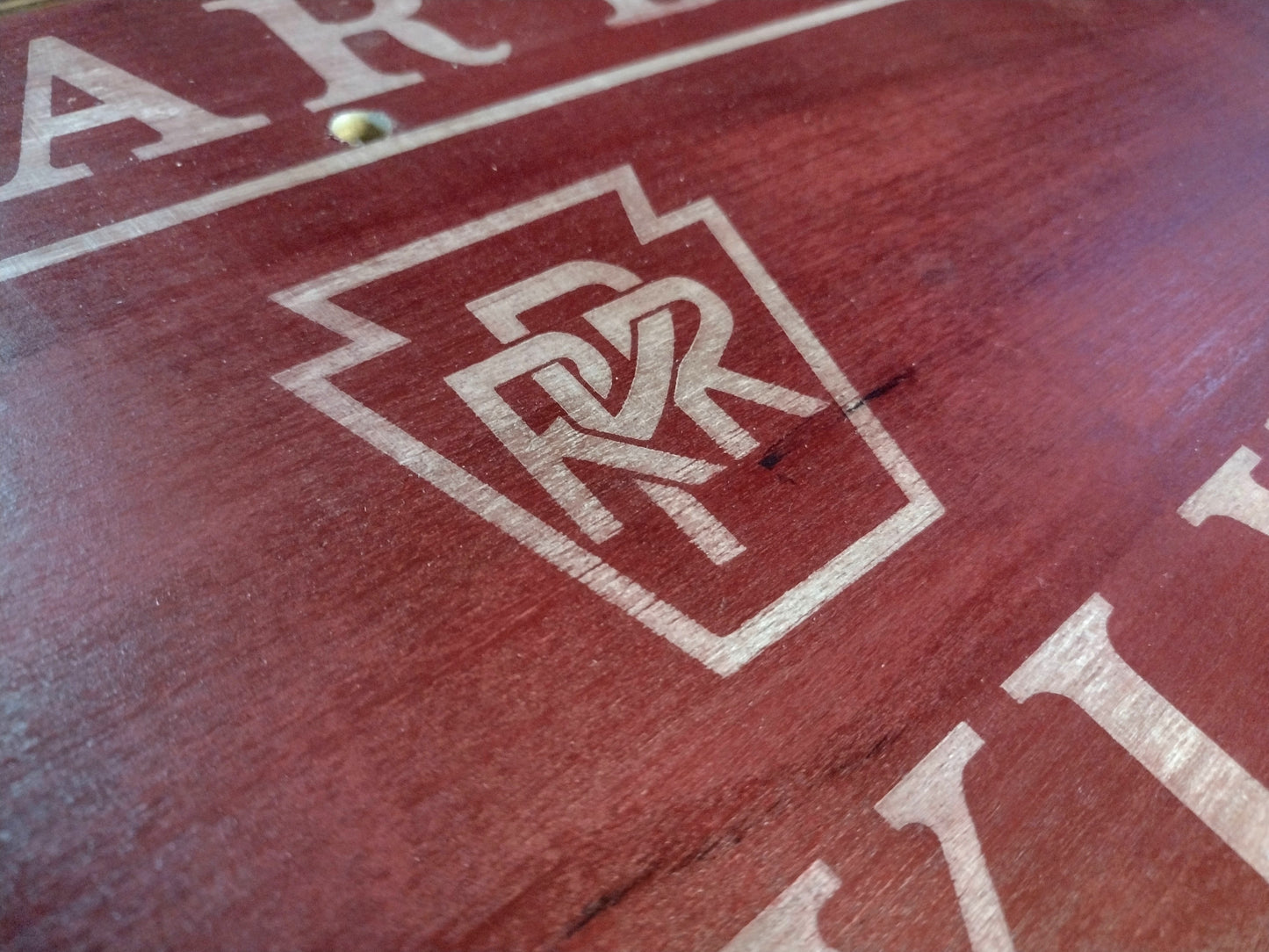 Pennsylvania Railroad "Buy War Bonds" Sign Hand painted on Hardwood.