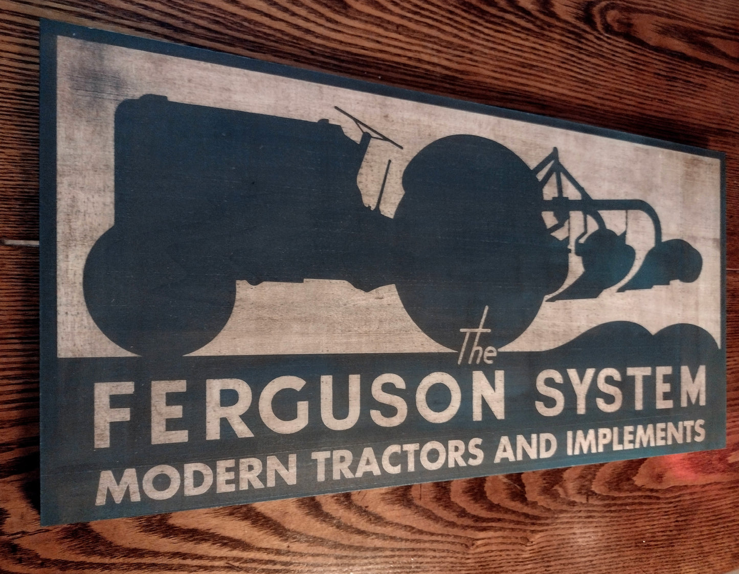 The Ferguson System. Vintage Tractor Sign Hand painted Replica on Hardwood.