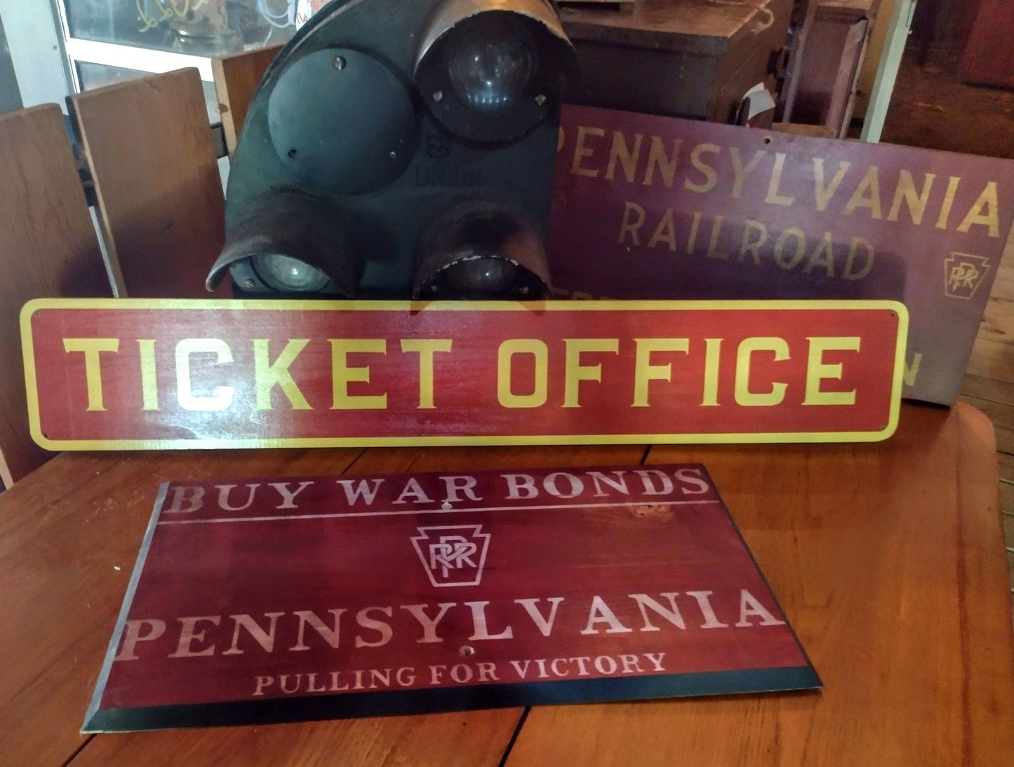 Pennsylvania Railroad Wood Station Sign 1/2 Scale. Customizable Lettering