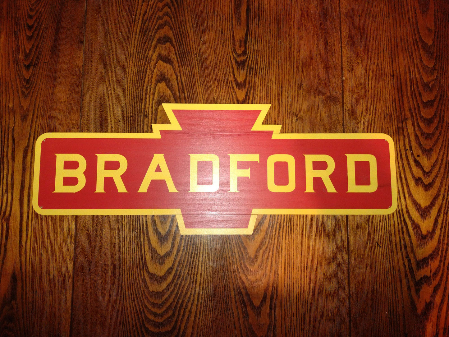 Pennsylvania Railroad Wood Keystone Station Sign 1/2 Scale. Customizable Lettering