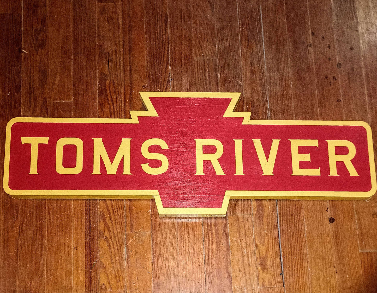 Pennsylvania Railroad Wood Keystone Station Sign 1/2 Scale. Customizable Lettering