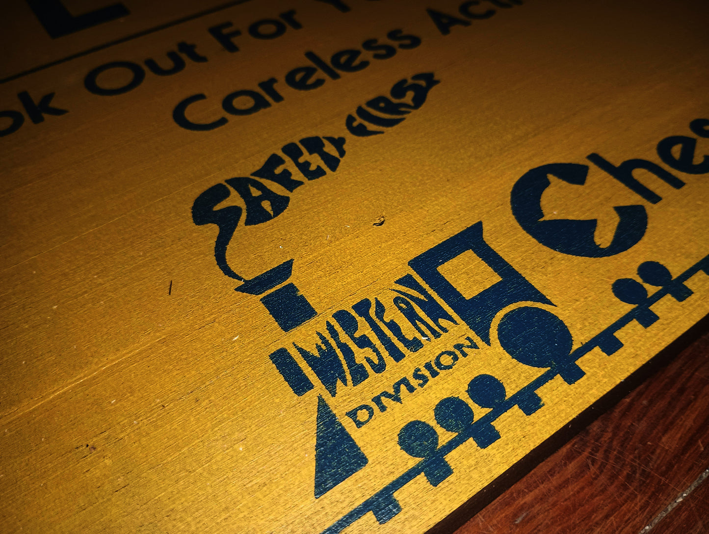 Chessie System "Look Out!" Safety sign Painted on Hardwood