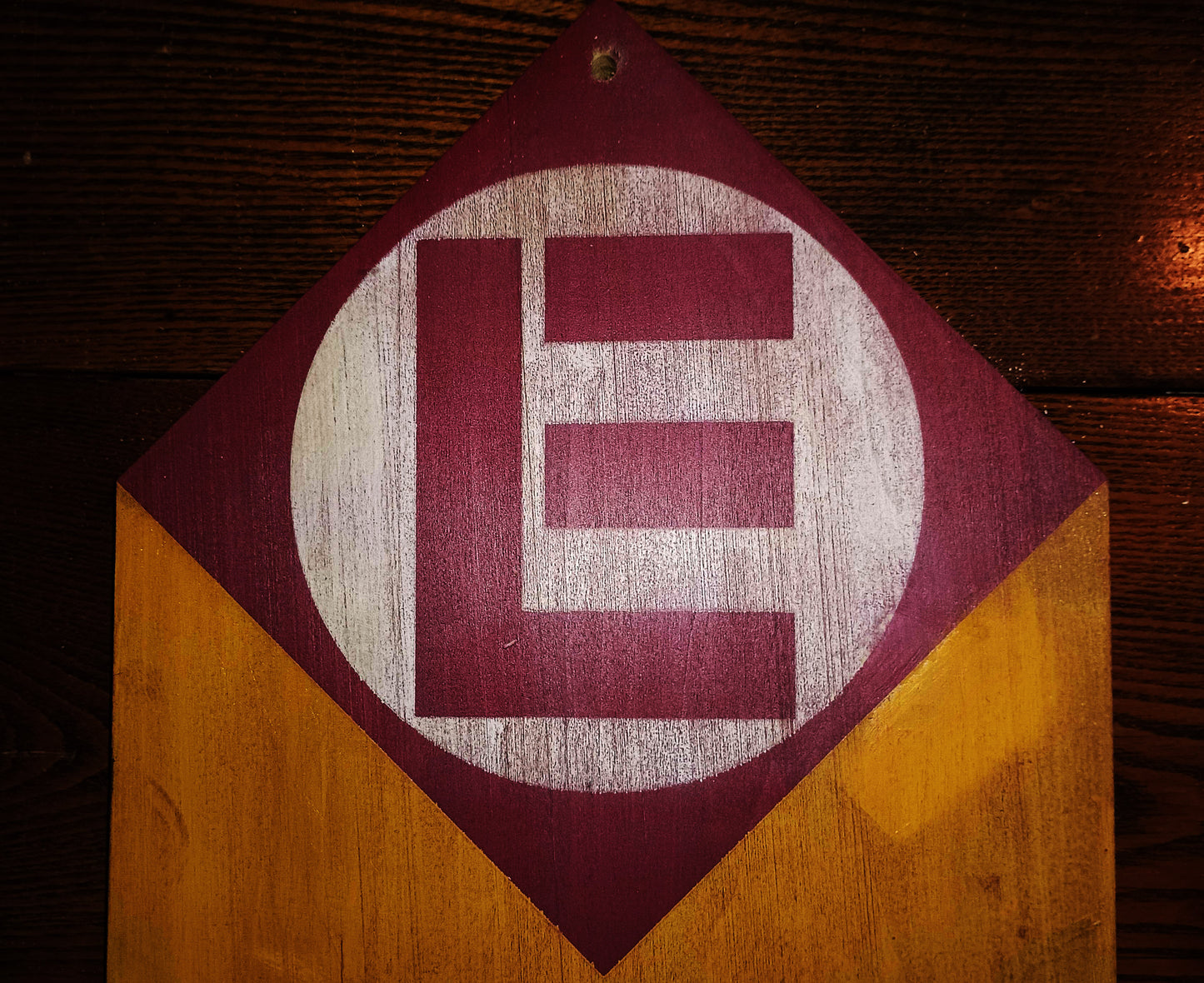 Erie Lackawanna "The Friendly Service Route" Advertising wood sign. Distressed.