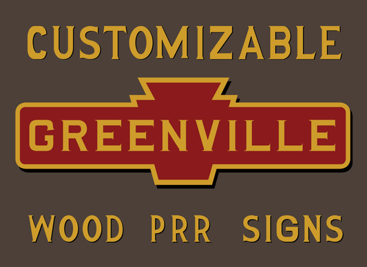 Pennsylvania Railroad Wood Keystone Station Sign 1/2 Scale. Customizable Lettering