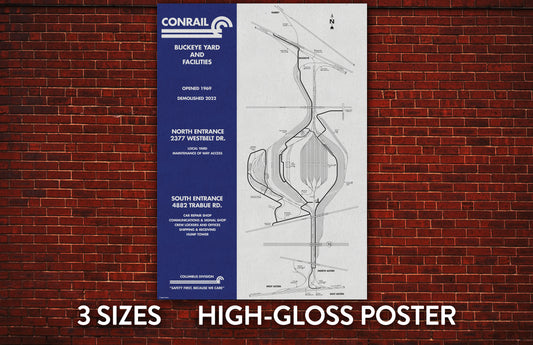 Conrail Buckeye Yard Tracks and Facilities map. Gloss Poster