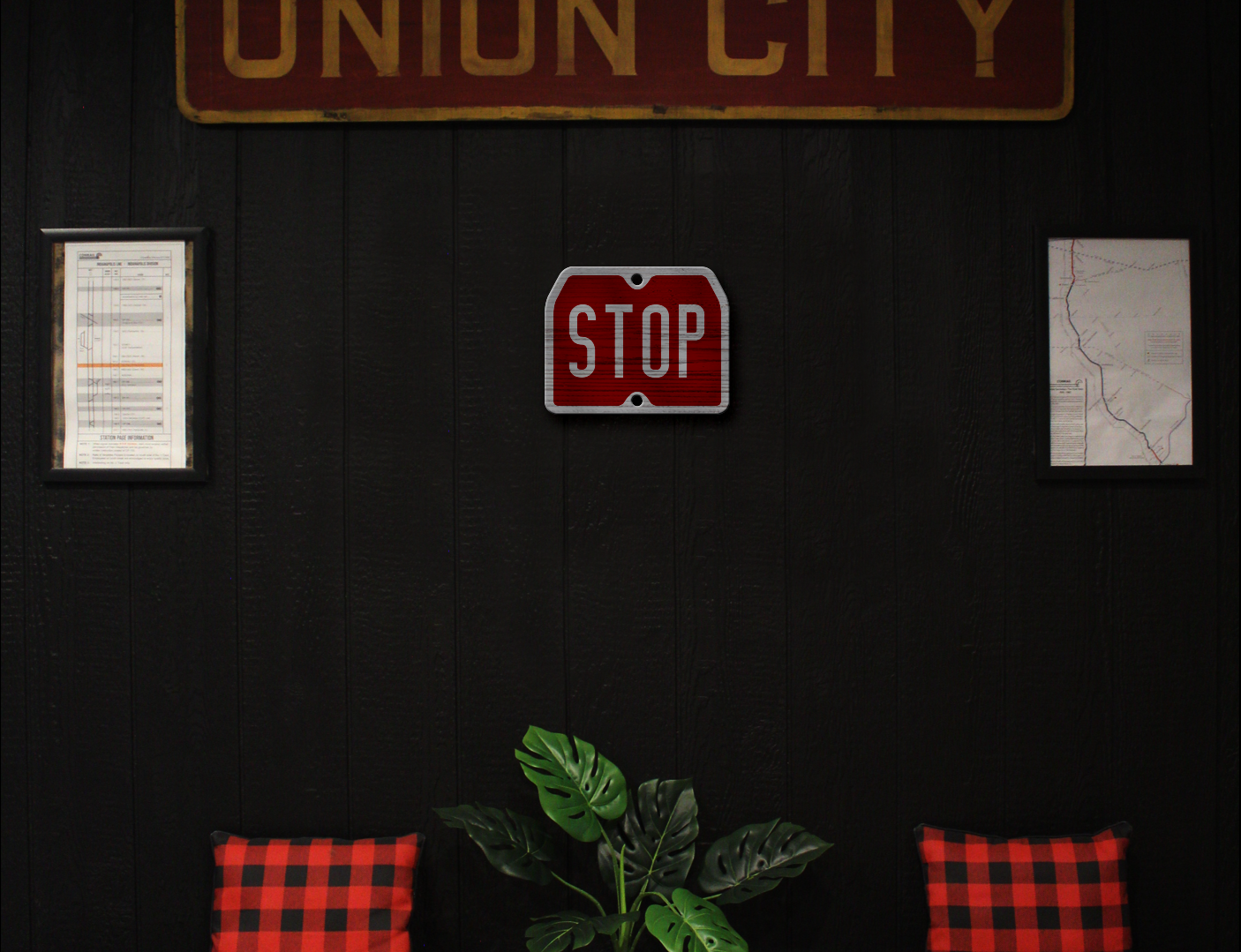NYC. Railroad Spec Stop Sign. Hand Painted Replica on Hardwood.