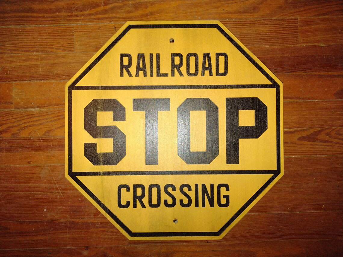 Vintage Wooden Yellow Stop Sign Replica. Customizable Wording and Sizes.