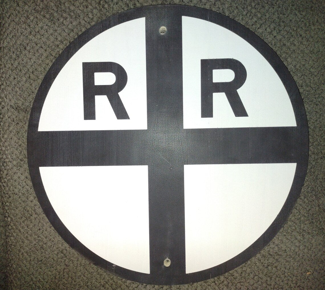 Vintage Wooden Railroad Crossing Ahead Sign Replica. Two Styles and Sizes.