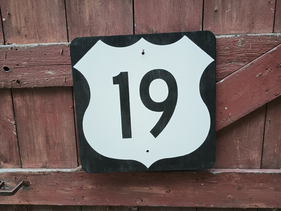 Vintage Wooden US Highway Sign Replica. (1961 revision) Customizable Routes and Sizes.
