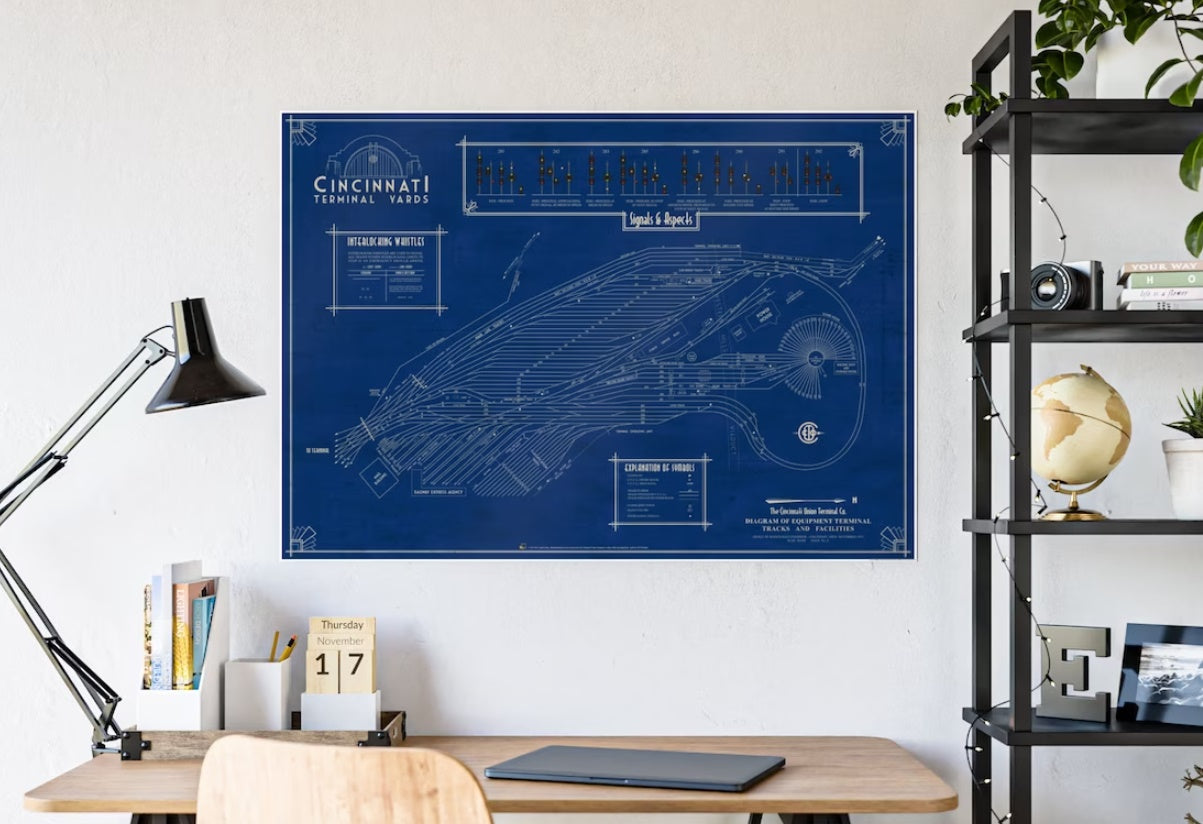 Copy of Cincinnati Union Terminal Co.1937 Terminal Yards Schematic. Gloss Poster