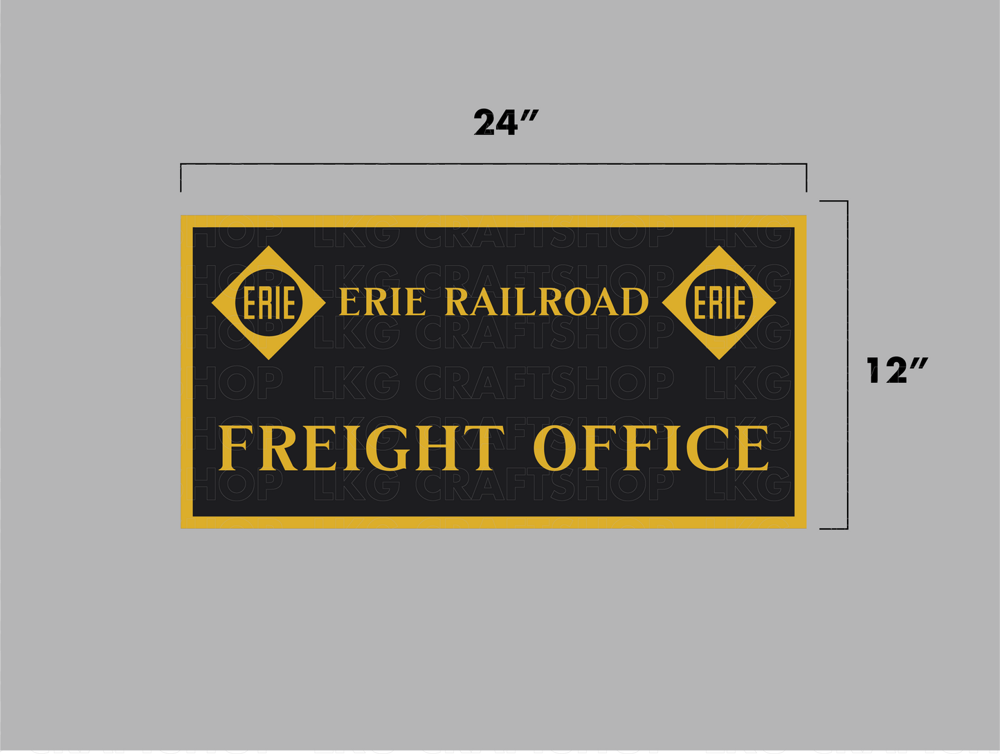 Erie Railroad Freight Office. Replica Sign Hand Painted on Hardwood
