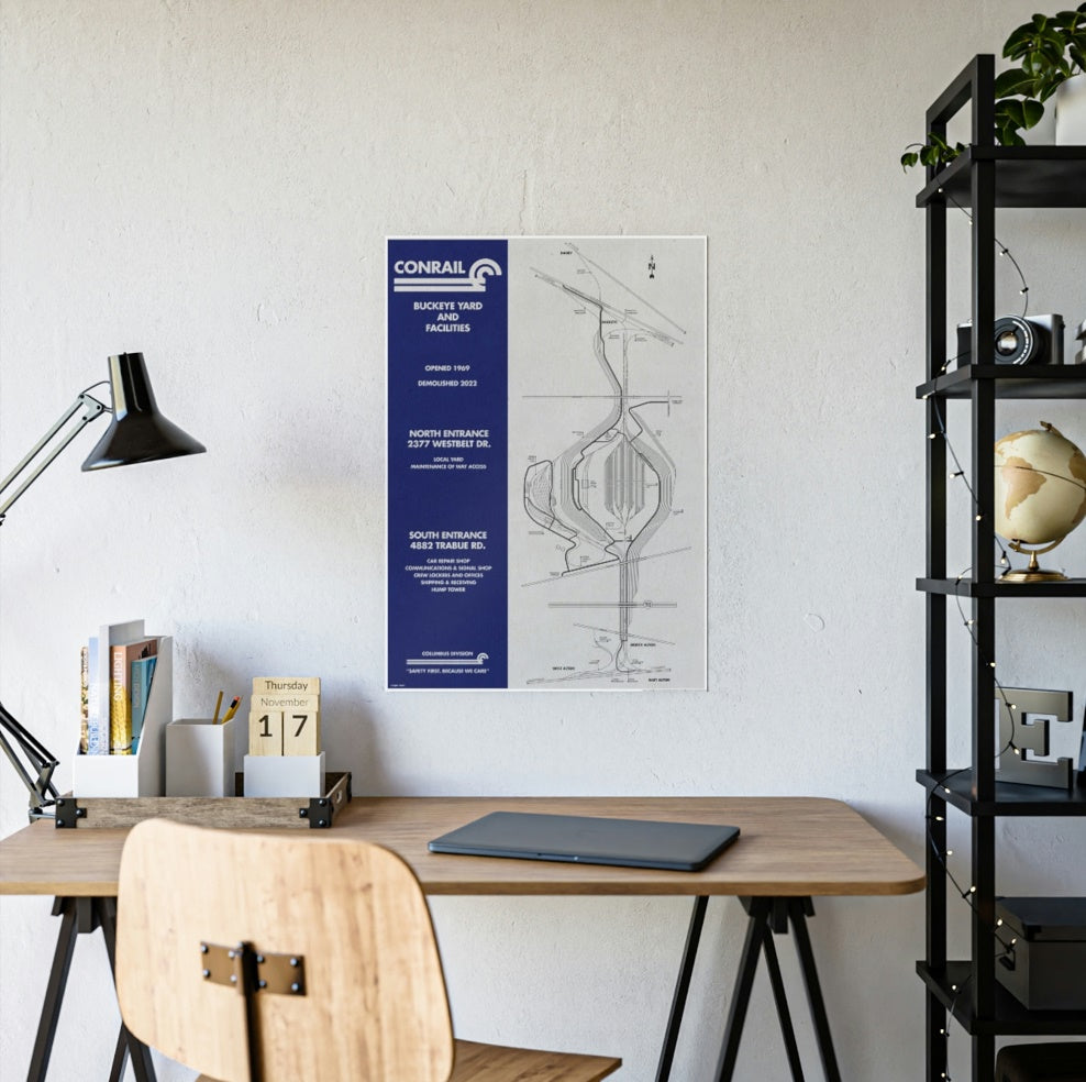 Conrail Buckeye Yard Tracks and Facilities map. Gloss Poster