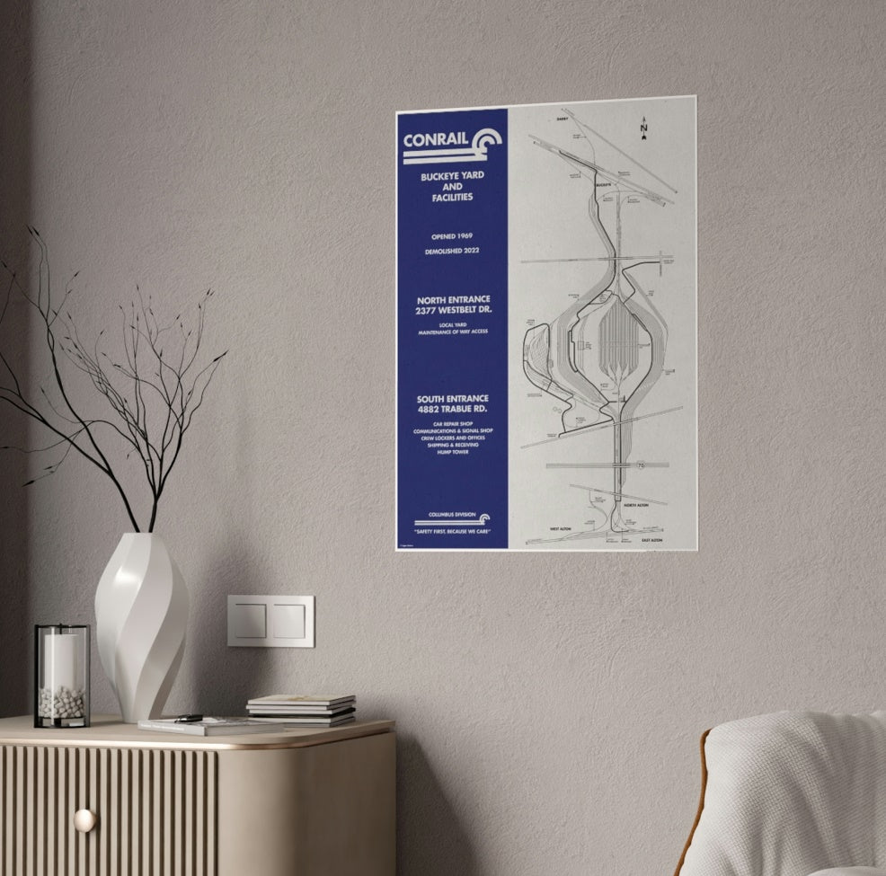 Conrail Buckeye Yard Tracks and Facilities map. Gloss Poster