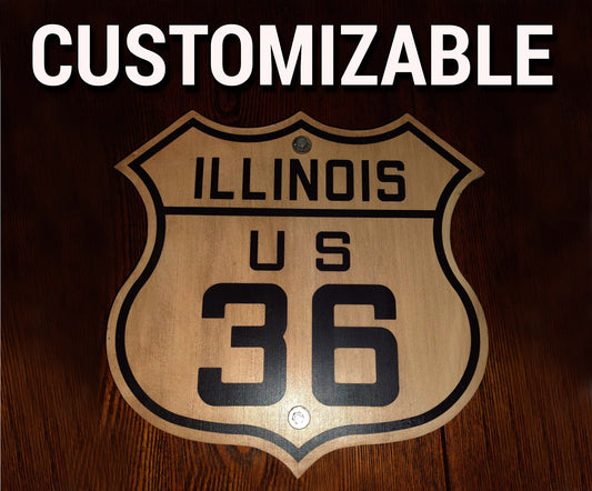 Vintage Wooden US Highway Sign Replica. Customizable Routes, states and Sizes.