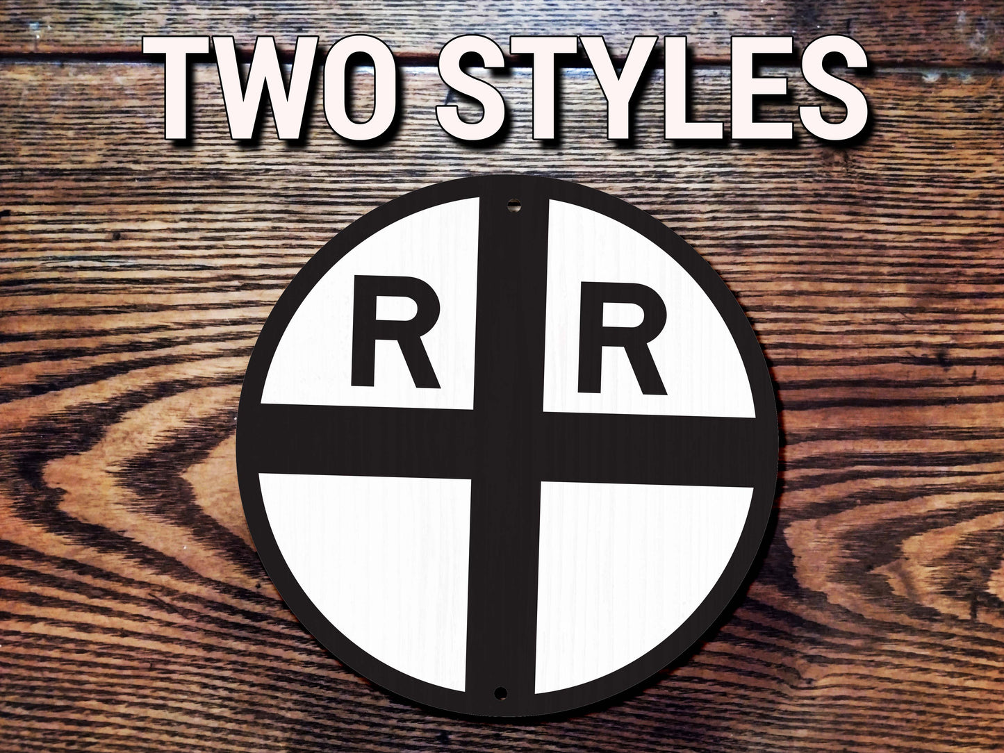Vintage Wooden Railroad Crossing Ahead Sign Replica. Two Styles and Sizes.