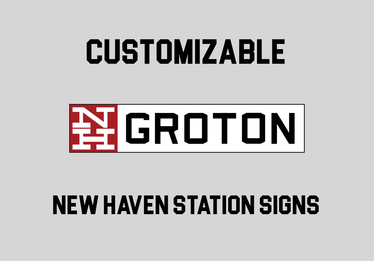 New Haven Railroad Wood Station Sign 1/2 Scale. Customizable Lettering