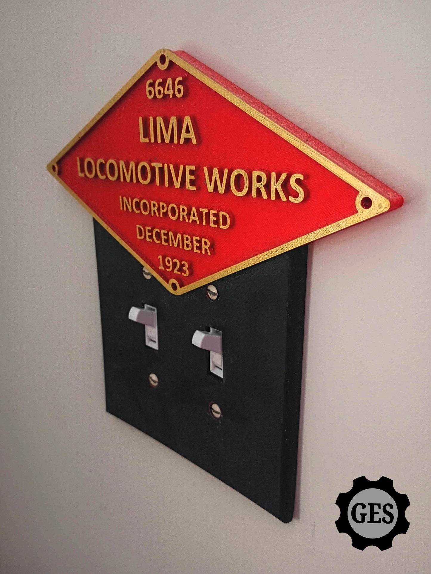 Lima Locomotive Works Builders Plate Double Switch Cover
