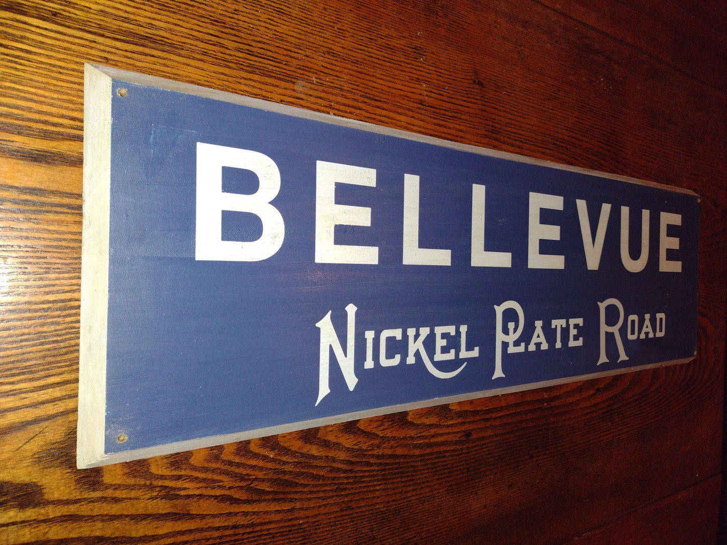 Nickel Plate Road Wood Station Sign, Miniature. Customizable Lettering