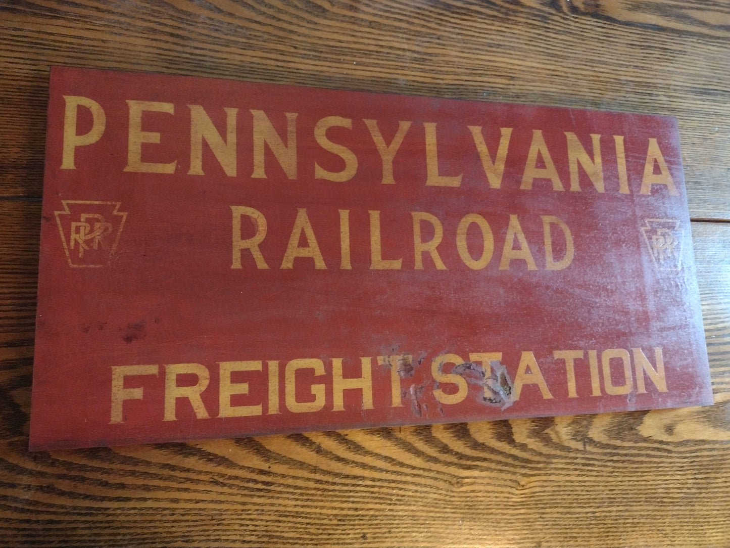 Pennsylvania Railroad Freight Station Sign Hand painted on Hardwood.