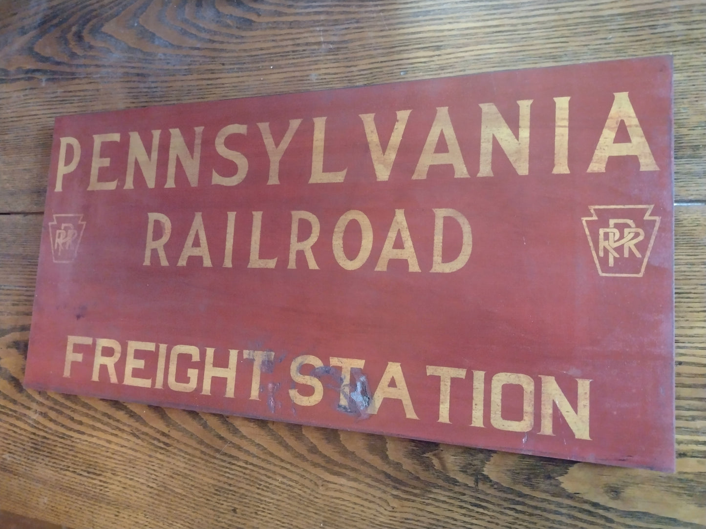 Pennsylvania Railroad Freight Station Sign Hand painted on Hardwood.