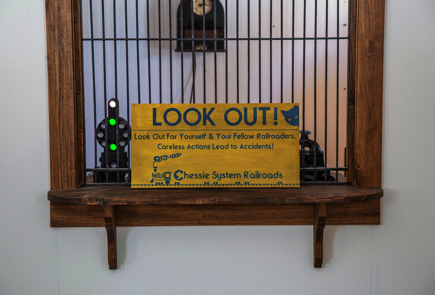 Chessie System "Look Out!" Safety sign Painted on Hardwood