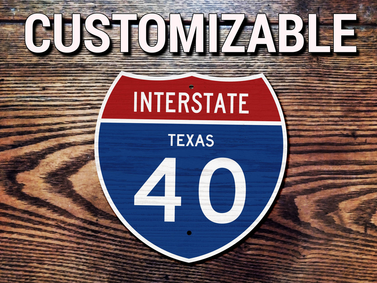 Vintage Wooden Interstate Highway Sign Replica. (1957 edition) Customizable Routes and Sizes