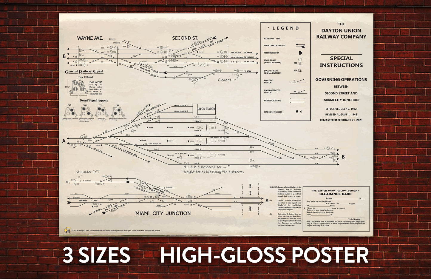 Dayton Union Railway Company 1946 Operations map. Gloss Poster