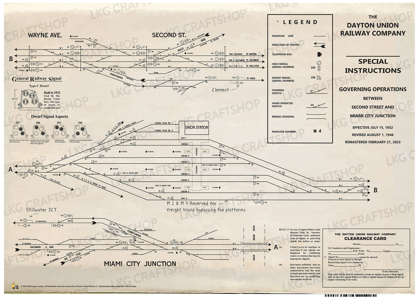 Dayton Union Railway Company 1946 Operations map. Gloss Poster